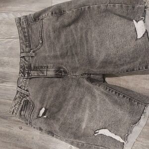 Women's Gray Distressed Denim Shorts